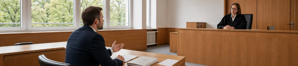 Justitia-Figur steht auf Geldscheinen vor hellem Hintergrund